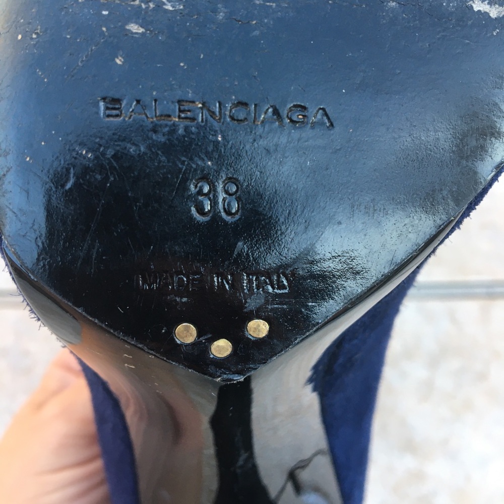 Balenciaga navy suede ankle boots 38 - Picture 6 of 12
